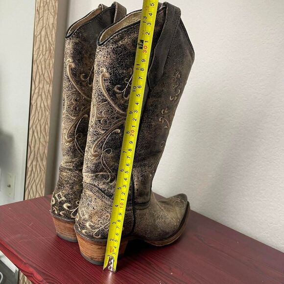 Circle G by Corral Women's Black Tan Distressed Embroidered Western Boots Sz 7.5 - Picture 4 of 7